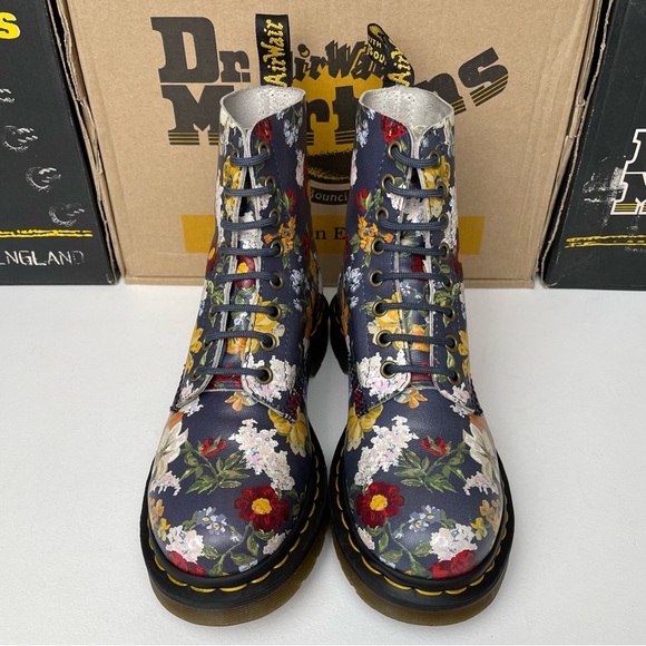 Dr. Martens 1460 Pascal Darcy Floral Print Navy Blue Leather Boho Boots UK 4 - Picture 3 of 17